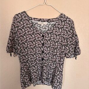 LOFT Black Floral Women's Top